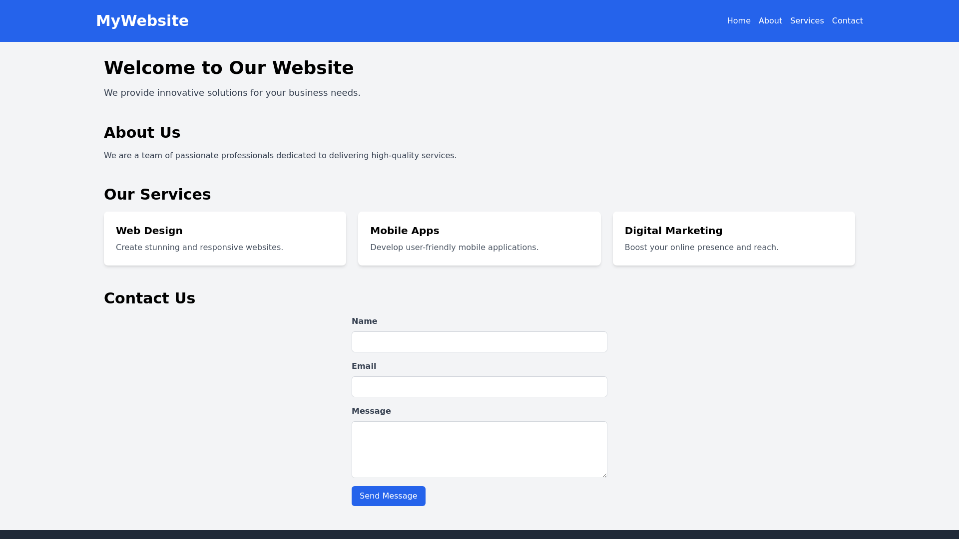 Responsive Basic Website - Free Html, Tailwind Component