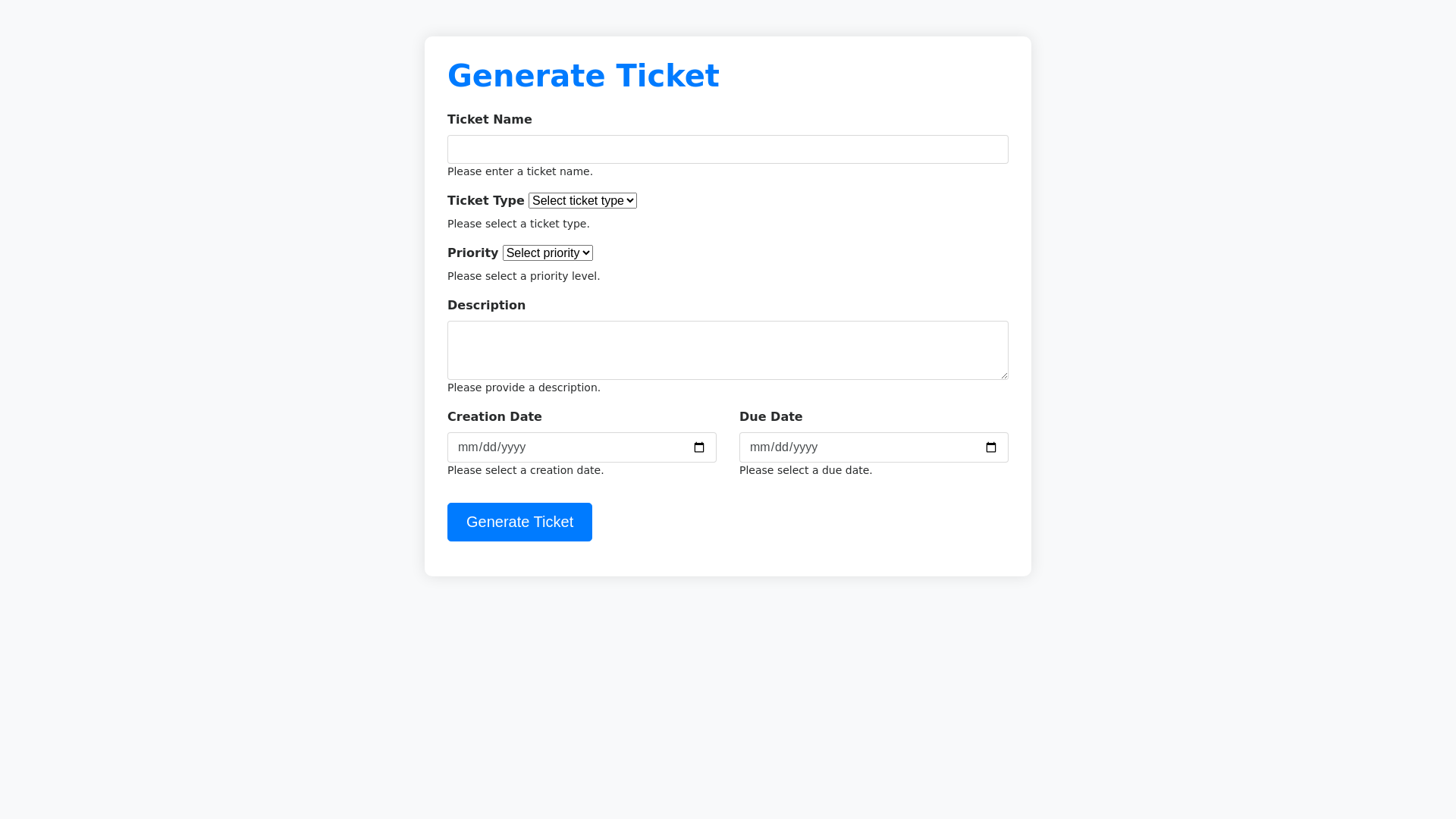 Ticket Generation System - Free Html, Bootstrap Component