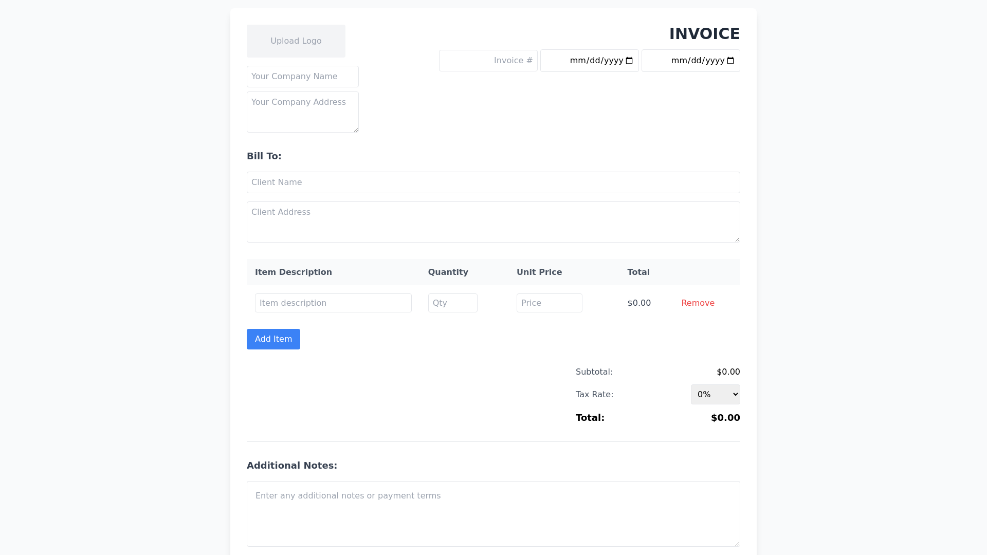 Professional Invoice Template - Free Html, Tailwind Component