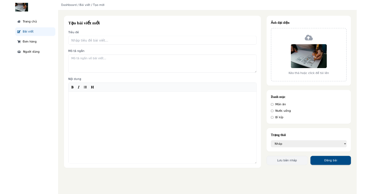 Blog Post Creator - Free Html, Tailwind Component