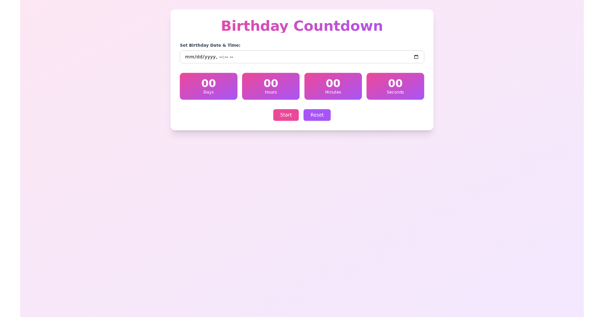 Birthday Countdown Timer - Free Html, Tailwind Component