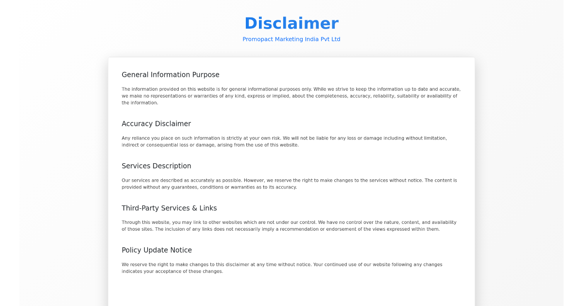 Corporate Disclaimer Page - Free Html, Bootstrap Component