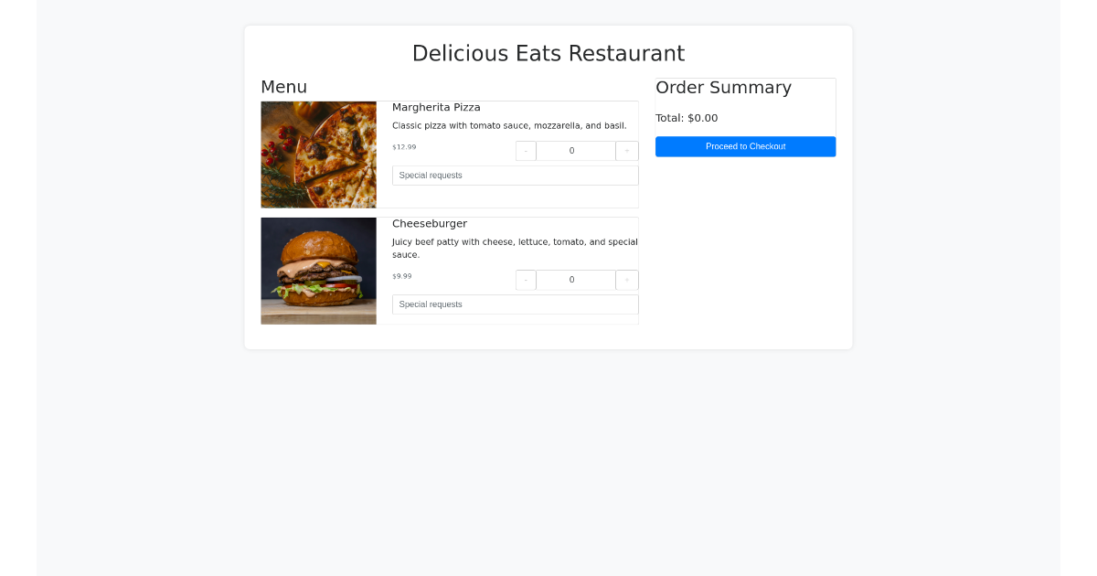 Restaurant Order System - Free Html, Bootstrap Component