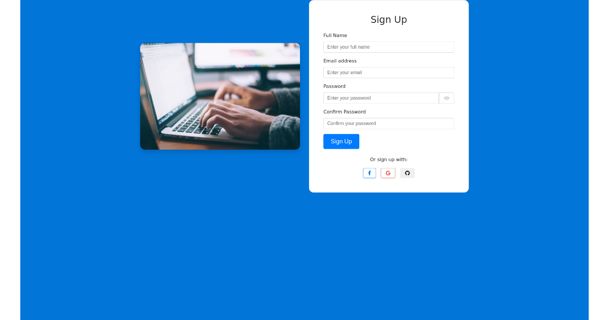 Bootstrap HTML Two-Column Layout with Blue Background