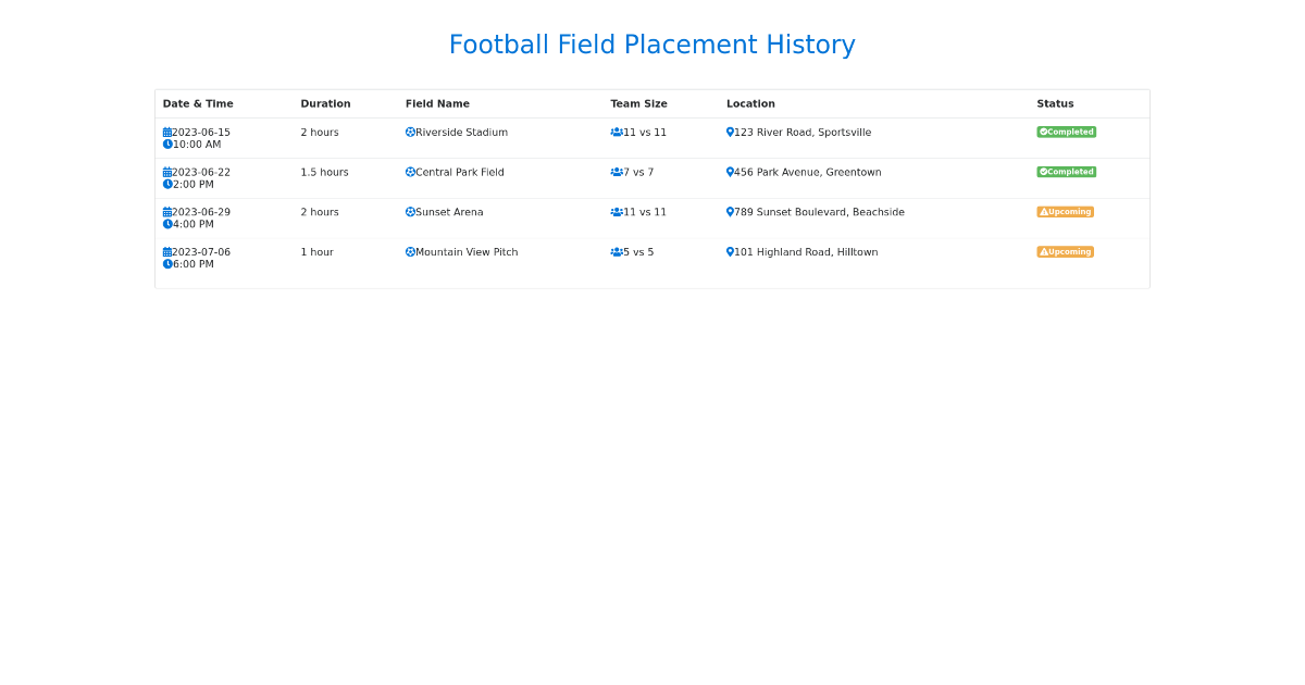 Football Field Booking - Free Html, Bootstrap Component