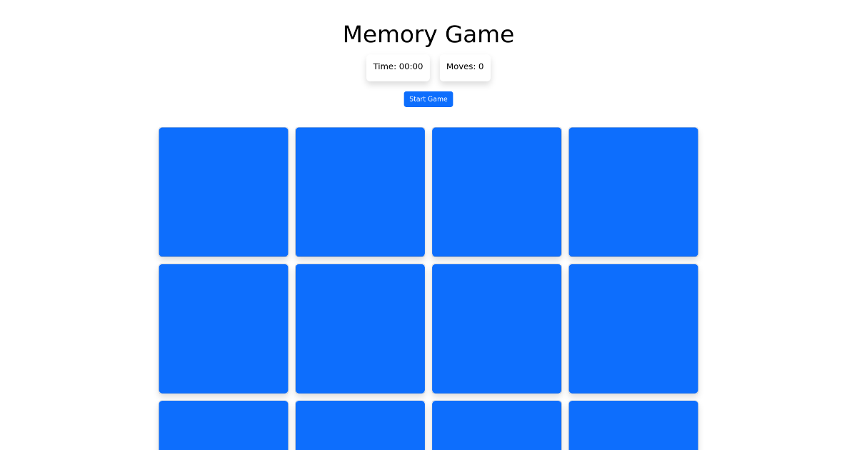 Memory Card Game - Free Html, Bootstrap Component