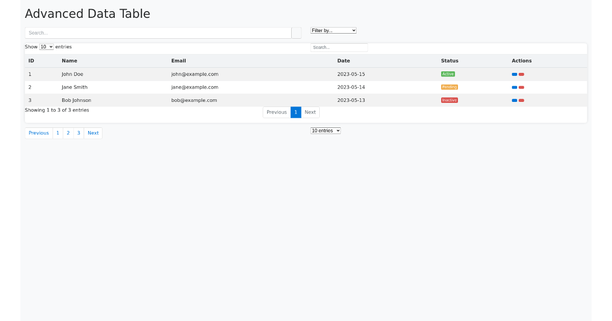 Advanced Data Table - Free Html, Bootstrap Component