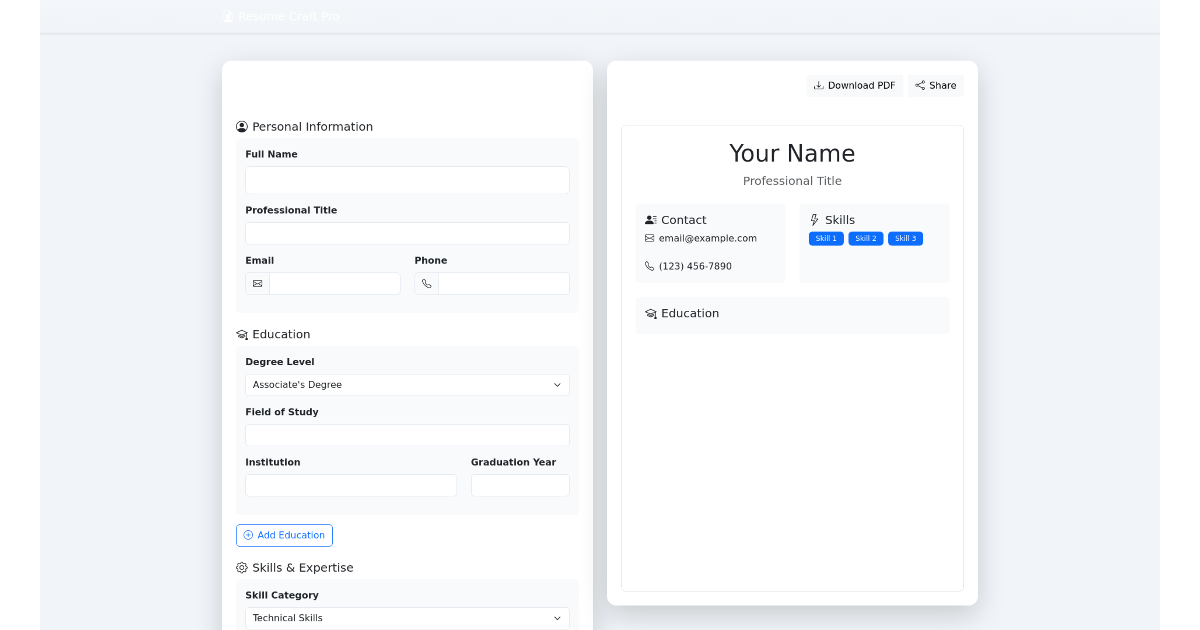 Interactive Resume Builder - Free Html, Bootstrap Component