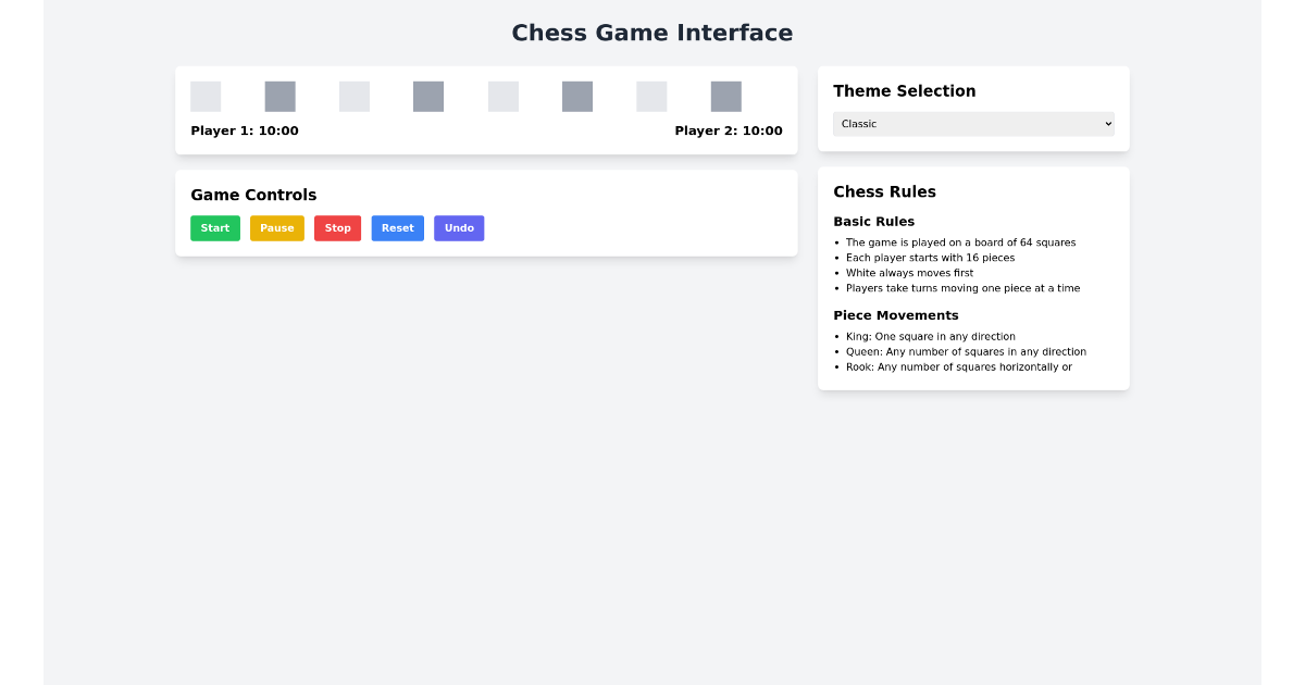 Chess Game Interface - Free Html, Tailwind Component
