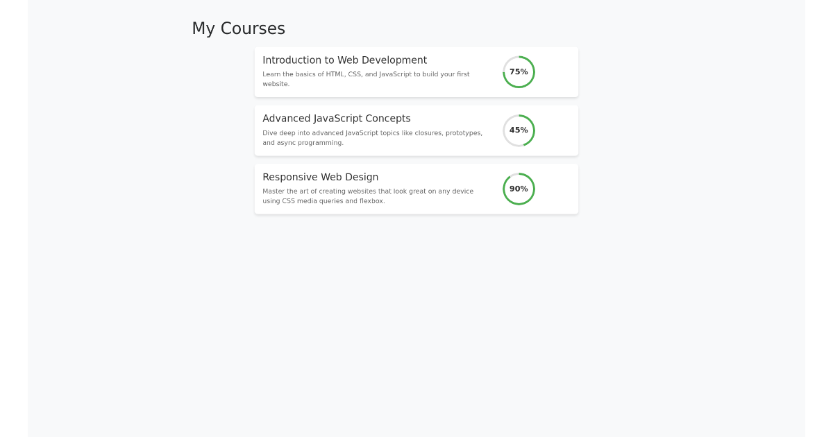 Course Progress List - Free Html, Bootstrap Component