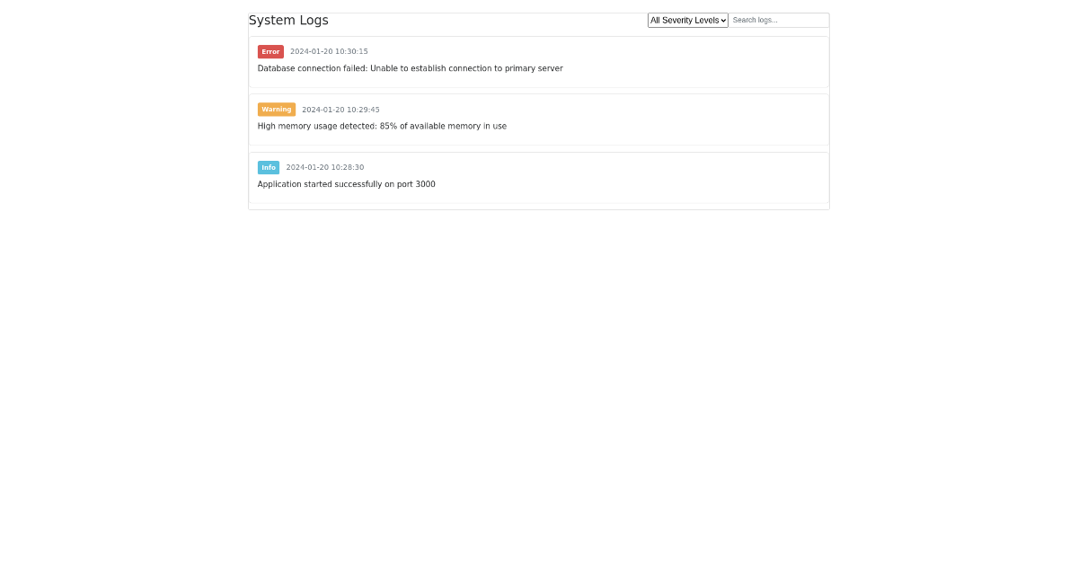 Advanced Logs Dashboard - Free Html, Bootstrap Component
