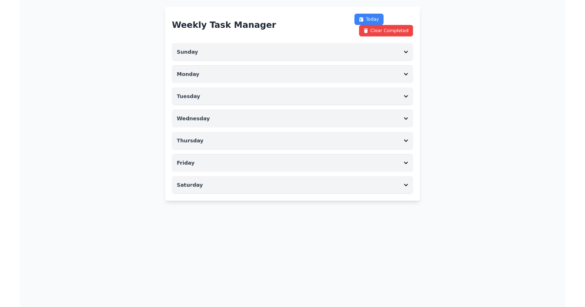 Simple Weekly Task Manager with React and Tailwind CSS