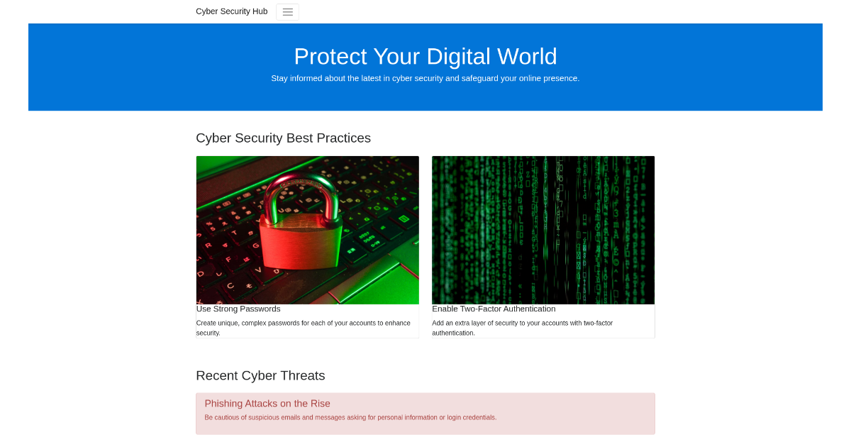 Cyber Security Hub - Free Html, Bootstrap Component