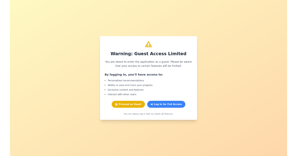 Warning Screen - Free React, Tailwind Component
