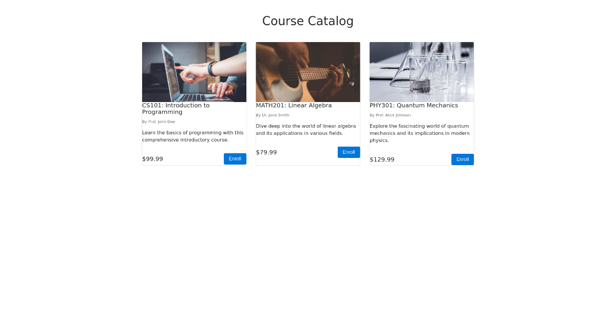 Course Catalog Component - Free Html, Bootstrap Component