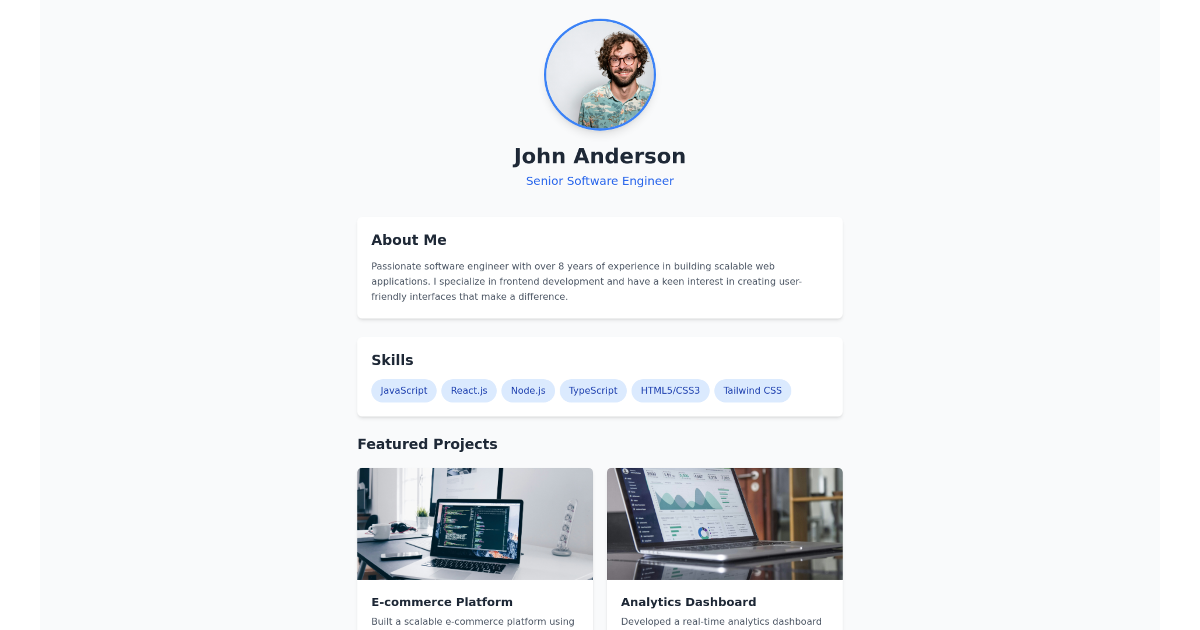 Personal Profile Page - Free Html, Tailwind Component