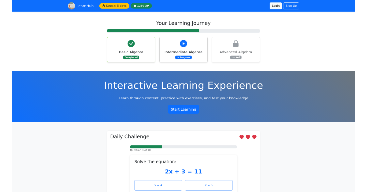 Interactive Learning Platform - Free Html, Bootstrap Component
