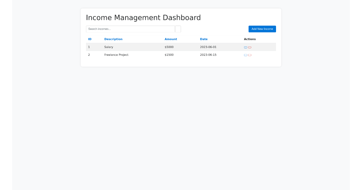 Income Management Dashboard - Free Html, Bootstrap Component