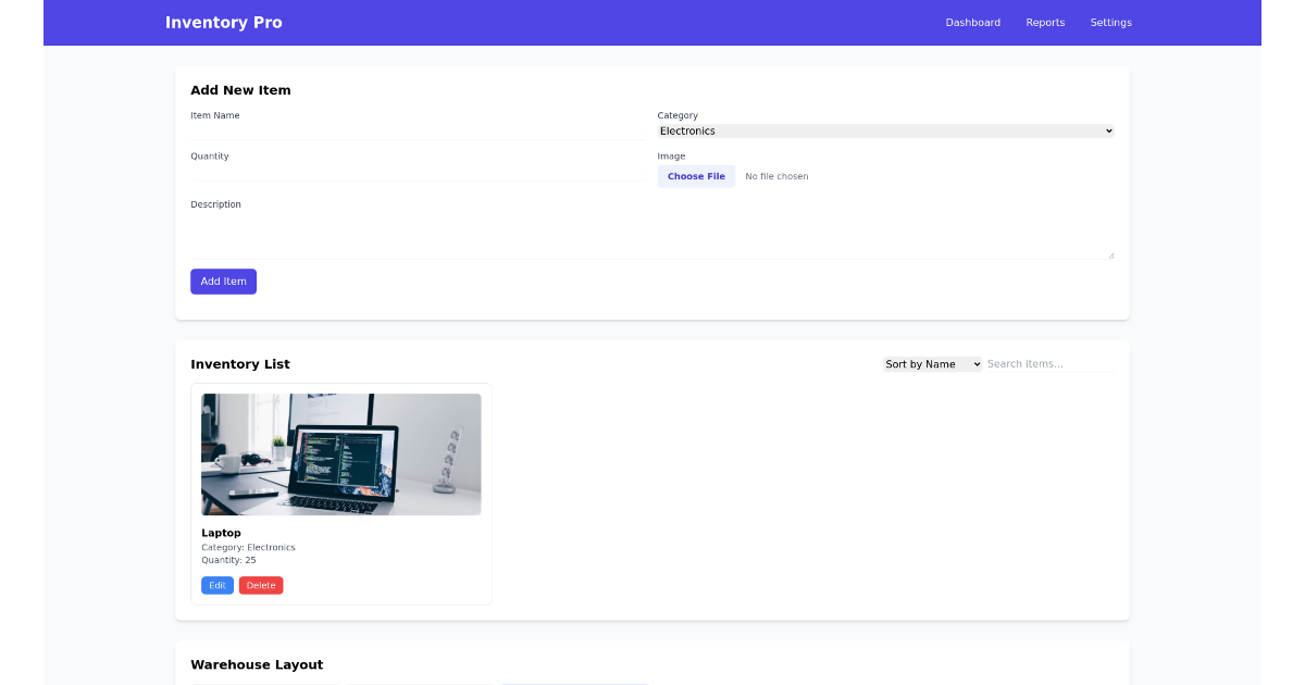 Inventory Management Interface - Free Html, Tailwind Component