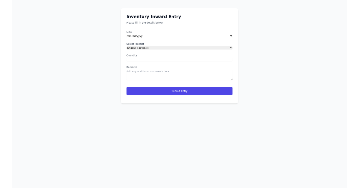 Inventory Entry Form - Free Html, Tailwind Component
