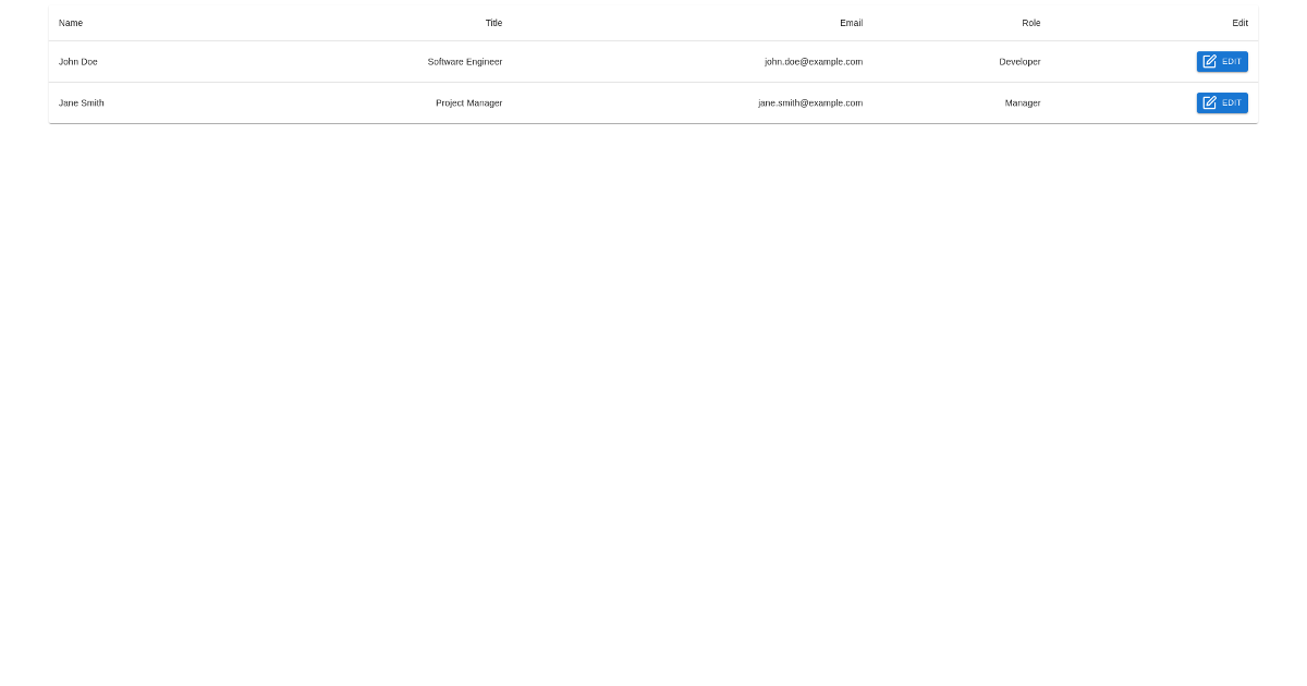 User Roster Table - Free React, Mui Component