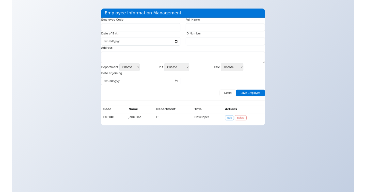 Employee Management Dashboard - Free Html, Bootstrap Component