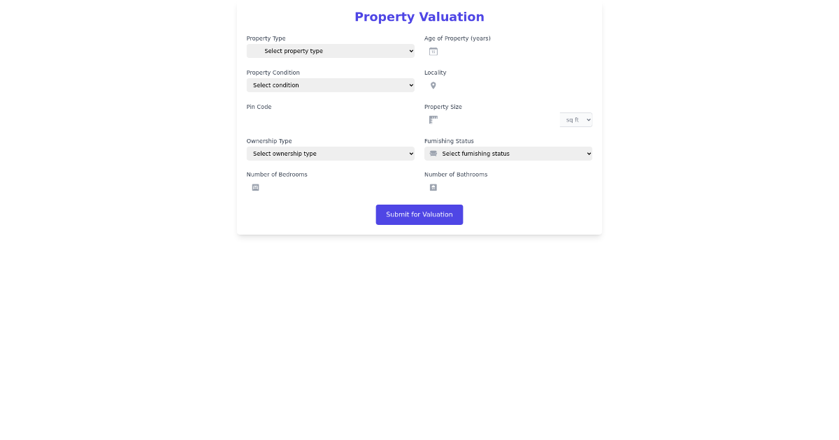 Property Valuation Form - Free React, Tailwind Component