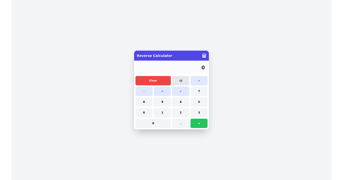 Reverse Calculator Free React Tailwind Component