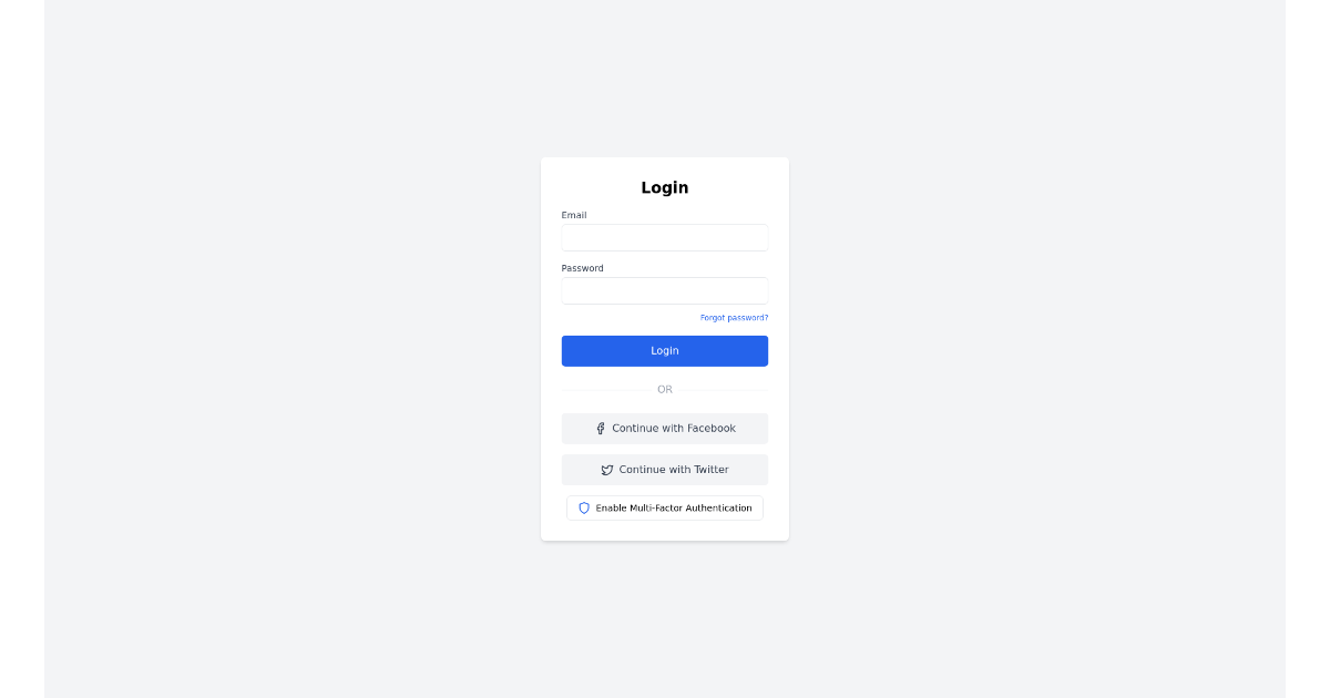 Social Login With M F A - Free React, Tailwind Component