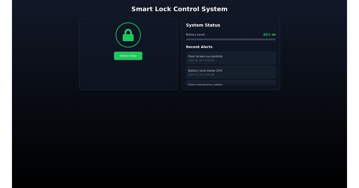 Smart Lock Dashboard - Free React, Tailwind Component