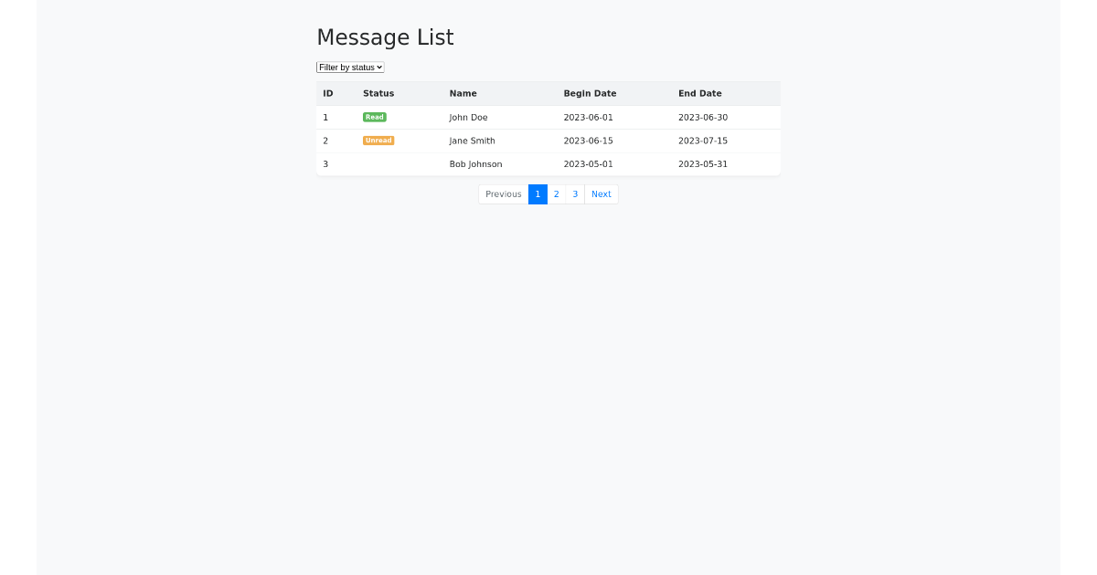 Message List Component - Free Html, Bootstrap Component