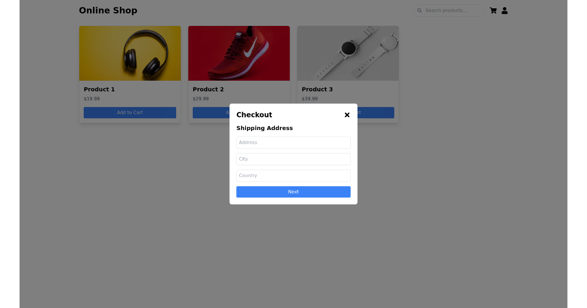 Online Shop Free React Tailwind Component 