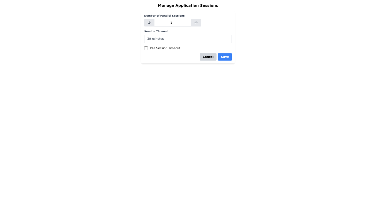User Session Management Interface with Adjustable Settings