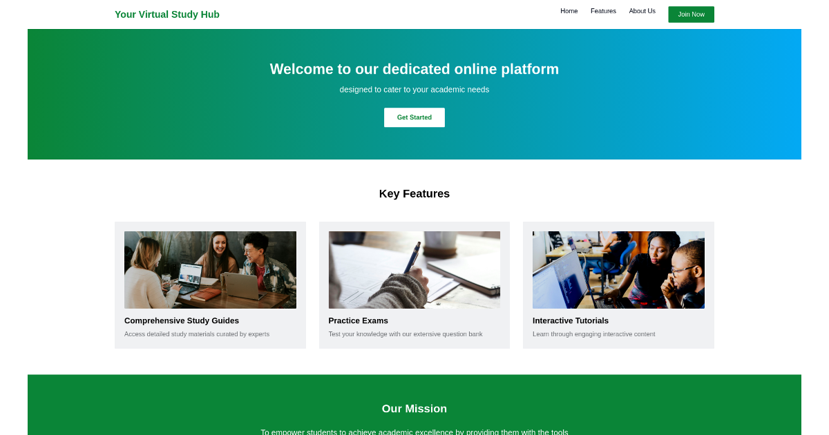 Study Hub Landing - Free Html, Tailwind Component
